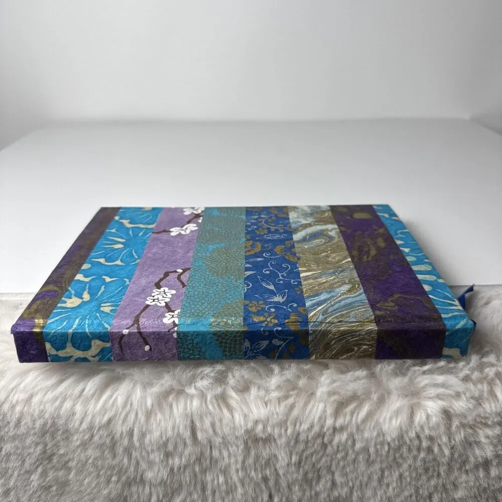 Blue Floral Journal Blank Diary Book Hard Cover Made From Lokta Plant from Nepal